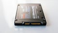 Close-up macro view of new SSD Solid state drive fast data transmission disk Royalty Free Stock Photo