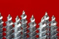 Close up macro view of steel wood screws