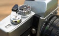 Vintage Manual Focus 35mm SLR Camera Wind Lever Viewfinder Royalty Free Stock Photo