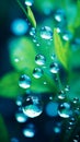 close-up or macro view of water droplets on a leaf. Royalty Free Stock Photo