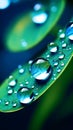 close-up or macro view of water droplets on a leaf. Royalty Free Stock Photo