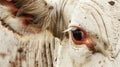 Close-up macro white cow\'s brown eye, pupil, iris, cornea, veterinary ophthalmology, disease