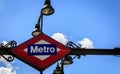 Close-up of a Madrid metro sign