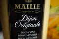 Close up of Maille dijon originale mustard bottle label Royalty Free Stock Photo