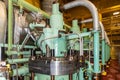 A close-up of the main engine on a large container ship. Royalty Free Stock Photo