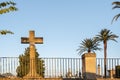 Close-up of the main facade of the municipal cemetery in the Majorcan town of Porreres
