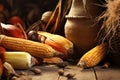 close-up of maize cobs with husks peeled back