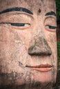 Close up of majestic Giant Leshan Buddha head and face Royalty Free Stock Photo
