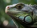 Close up of majestic green iguana reptile
