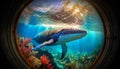 Majestic Humpback Whale Gracefully Swimming in a Vibrant Coral Reef - Generative Ai Royalty Free Stock Photo