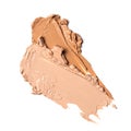 Close-up of make-up swatches. Smears of beige skincare beauty product concealer or foundation