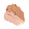 Close-up of make-up swatches. Smears of beige skincare beauty product concealer or foundation