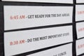 Close up making agenda Daily schedule on personal organizer. Business and entrepreneur concept. Isolated on black background Royalty Free Stock Photo