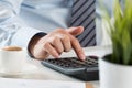 Close up of male accountant making calculations Royalty Free Stock Photo