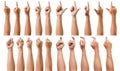 Close up Male asian hand gestures isolated over the white background.