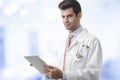 Close-up of a male doctor hands holding tablet Royalty Free Stock Photo