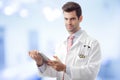 Close-up of a male doctor hands holding tablet Royalty Free Stock Photo