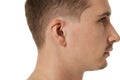 Close up of male ear on studio background Royalty Free Stock Photo