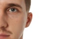 Close up of male ear on studio background Royalty Free Stock Photo