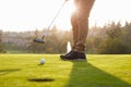 Close Up Of Male Golfer Putting On Green Royalty Free Stock Photo