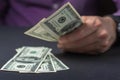 Close up male hand Counting money us dollar. Financial business concept Royalty Free Stock Photo