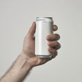 Hand Holding Blank Aluminum Can Royalty Free Stock Photo