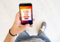 male hand gift promo code smart phone Royalty Free Stock Photo