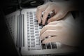 Close up male hands typing on laptop Royalty Free Stock Photo