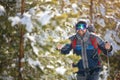 Close up of hiker in forest