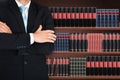 Close-up of male lawyer with arm crossed