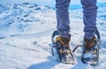 Standing on the mountain edge, Dachstein-Krippenstein, Salzkammergut, Austria