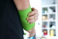 Athlete holding on elbow Royalty Free Stock Photo