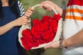 Close up man buys flowers in the flower shop Royalty Free Stock Photo