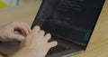 Close up Man coding html and programming on screen Monitors, development web, developer. Royalty Free Stock Photo