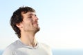 Close up of a man doing breath exercises outdoor Royalty Free Stock Photo