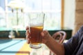 Close up of man drinking beer at bar or pub Royalty Free Stock Photo