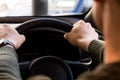 Close up of man driving car Royalty Free Stock Photo