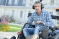 close up man driving mower Royalty Free Stock Photo