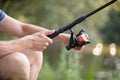 close up man fishing Royalty Free Stock Photo