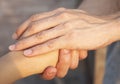 Close up of Man hand as Lending a helping hand as trust together with compassion concept Royalty Free Stock Photo