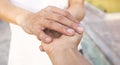 Close up of Man hand as Lending a helping hand as trust together with compassion concept Royalty Free Stock Photo