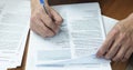 Close up of Man hand with pen writing Royalty Free Stock Photo