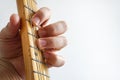 Close up a  man hand playing guitar, Electric guitar and acoustic guitar. Royalty Free Stock Photo