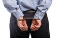 Close up of a man in handcuffs arrested, isolated Royalty Free Stock Photo