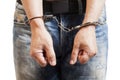 Close up of man in handcuffs arrested Royalty Free Stock Photo