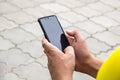 Close up of a man hands using mobile smart phone Royalty Free Stock Photo