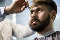 Close up of a man having his hair cut Royalty Free Stock Photo