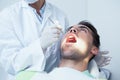 Close up of man having his teeth examined