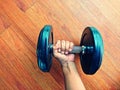 Close up of man holding barbell in gym Royalty Free Stock Photo