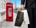 Businessman in London shopping